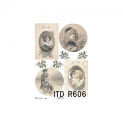 Papier ryżowy do decoupage retro portrety A4 ITD R606 - sklep plastycz
