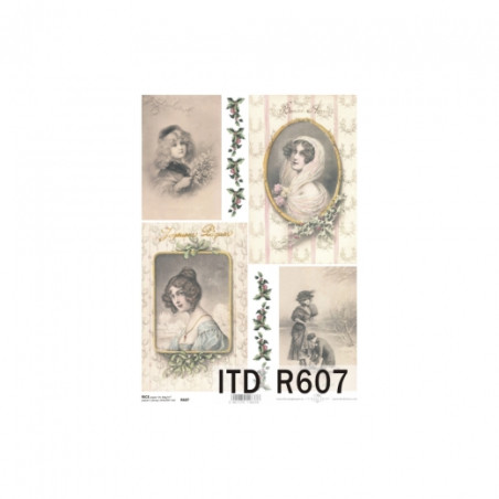 Rice decoupage paper retro portraits A4 ITD R607