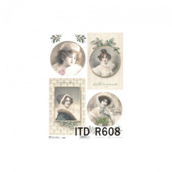 Rice decoupage paper vintage woman portraits A4 ITD R608