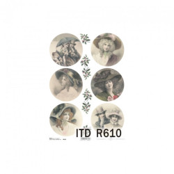Papier ryżowy do decoupage vintage portrety A4 ITD R610 - sklep plasty