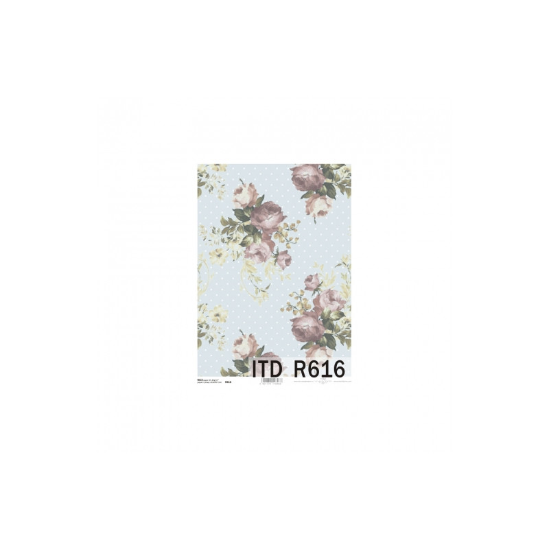Rice decoupage paper dot roses A4 ITD R616