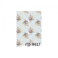 Papier ryżowy do decoupage róże kropki A4 ITD R617 - sklep plastyczny