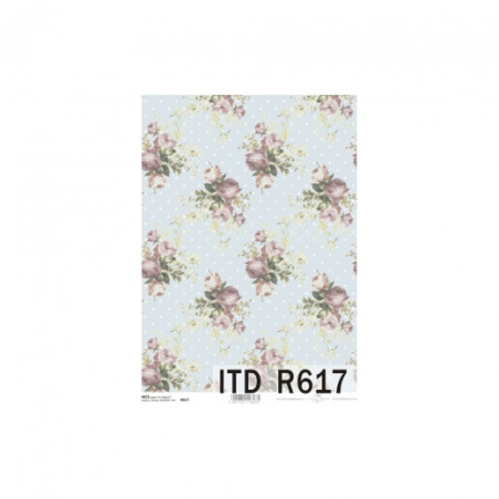 Rice decoupage paper dot roses A4 ITD R617
