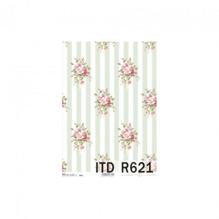 Rice decoupage paper roses stripes A4 ITD R621