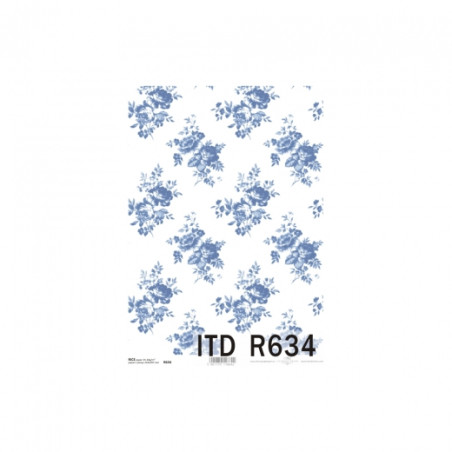 Rice decoupage paper blue roses A4 ITD R634