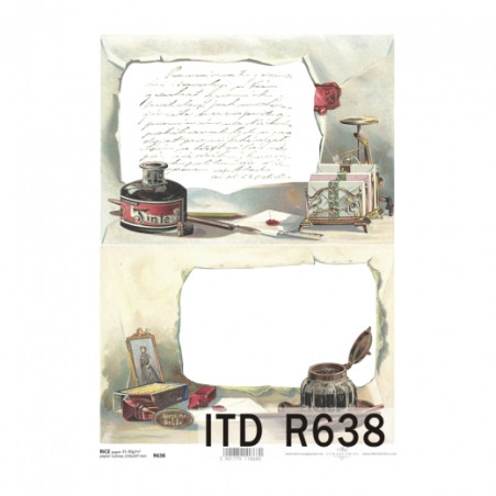 Papier ryżowy do decoupage vintage list A4 ITD R638 - sklep plastyczny