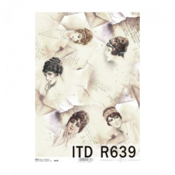 Rice decoupage paper woman portrait A4 ITD R639