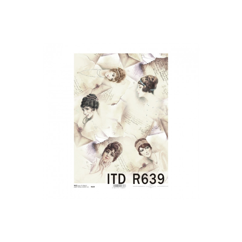Rice decoupage paper woman portrait A4 ITD R639