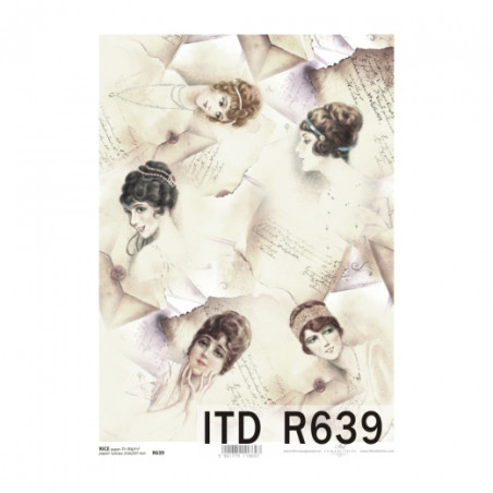 Papier ryżowy do decoupage kobiety portret A4 ITD R639 - sklep plastyc