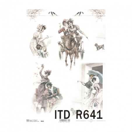 Papier ryżowy do decoupage vintage kobiety A4 ITD R641 - sklep plastyc