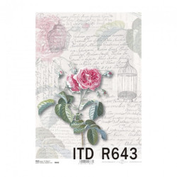 Rice decoupage paper rose lettering A4 ITD R643