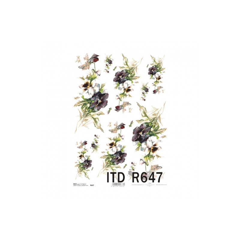 Rice decoupage paper pansies flowers A4 ITD R647