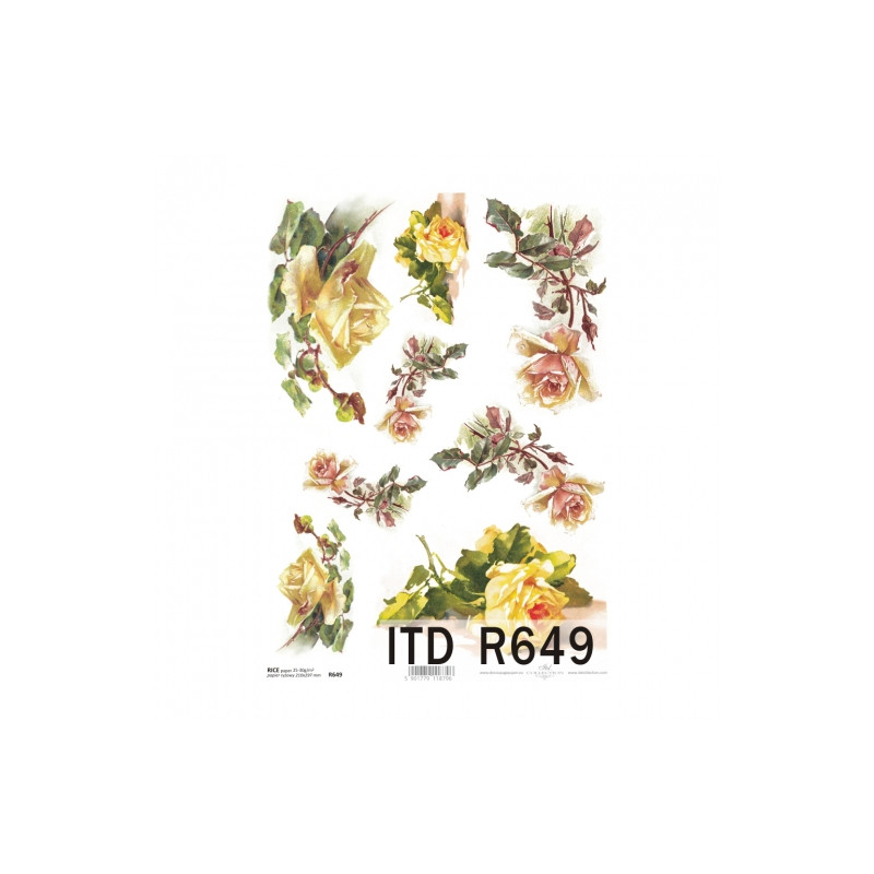Rice decoupage paper flowers rose A4 ITD R649