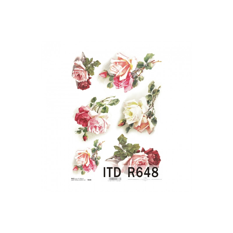 Papier ryżowy do decoupage róża  A4 ITD R648 - sklep plastyczny - szał
