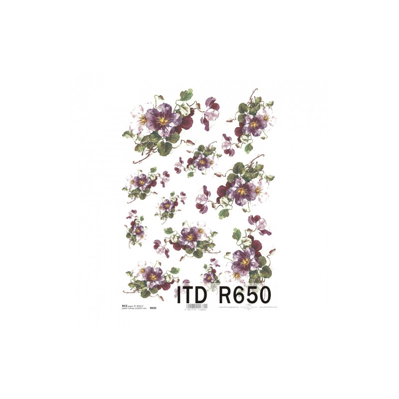 Papier ryżowy do decoupage kwiaty A4 ITD R650 - sklep plastyczny - sza