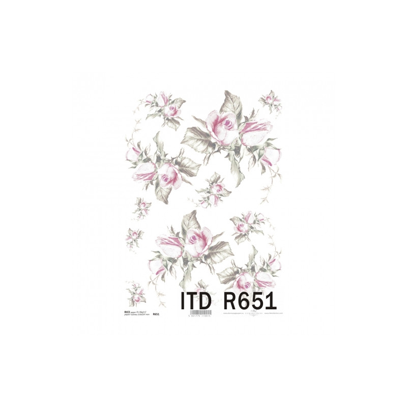 Papier ryżowy do decoupage kwiaty róże A4 ITD R651 - sklep plastyczny