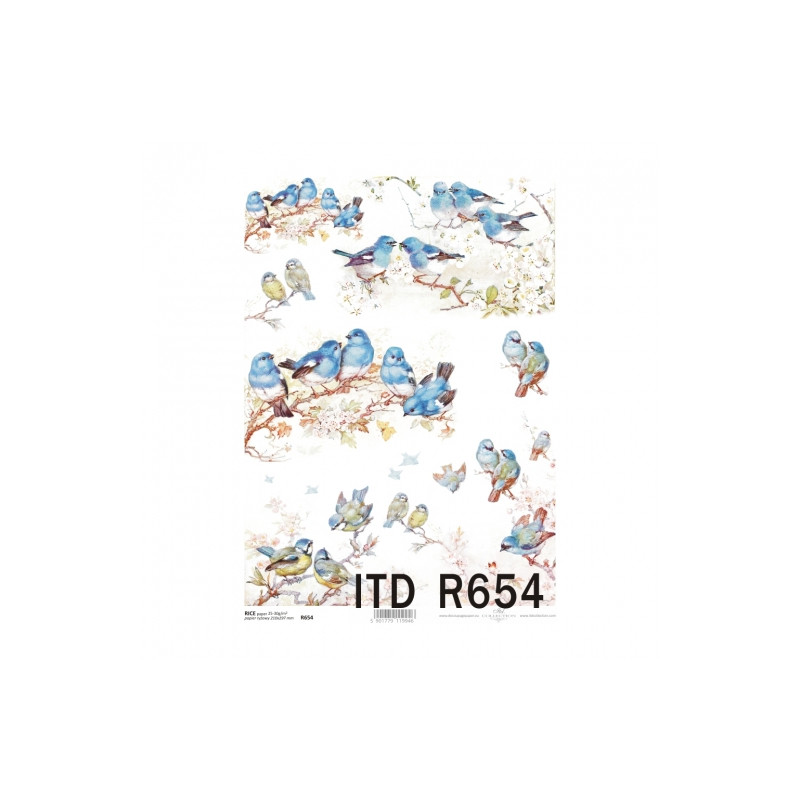 Papier ryżowy do decoupage A4 ITD R654 ptaki - sklep plastyczny - szał