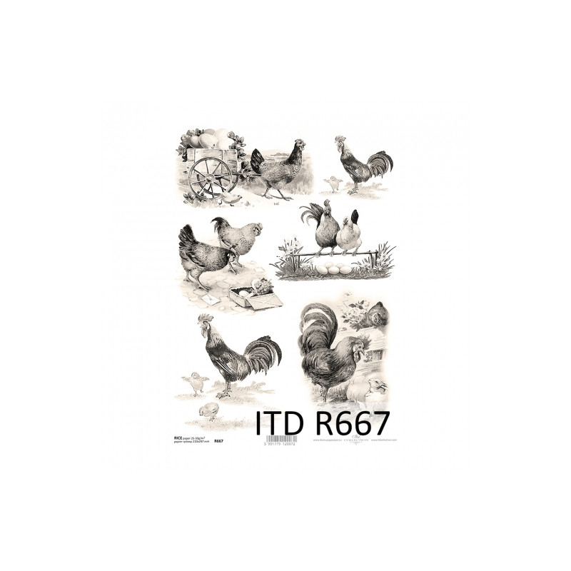 Papier ryżowy do decoupage A4 ITD R667 wielkanoc kura kogut - sklep pl