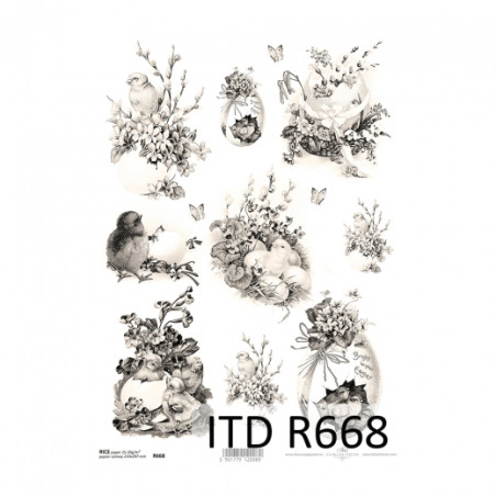 Papier ryżowy do decoupage A4 ITD R668 wielkanoc pisanki - sklep plast