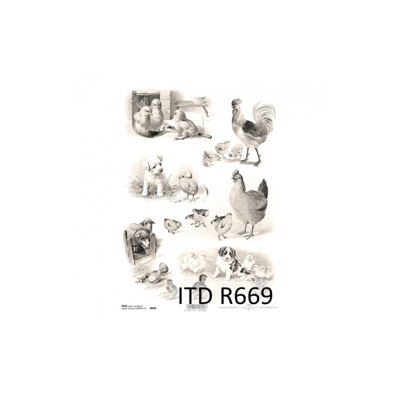 Papier ryżowy do decoupage A4 ITD R669 wielkanoc zwierzęta - sklep pla