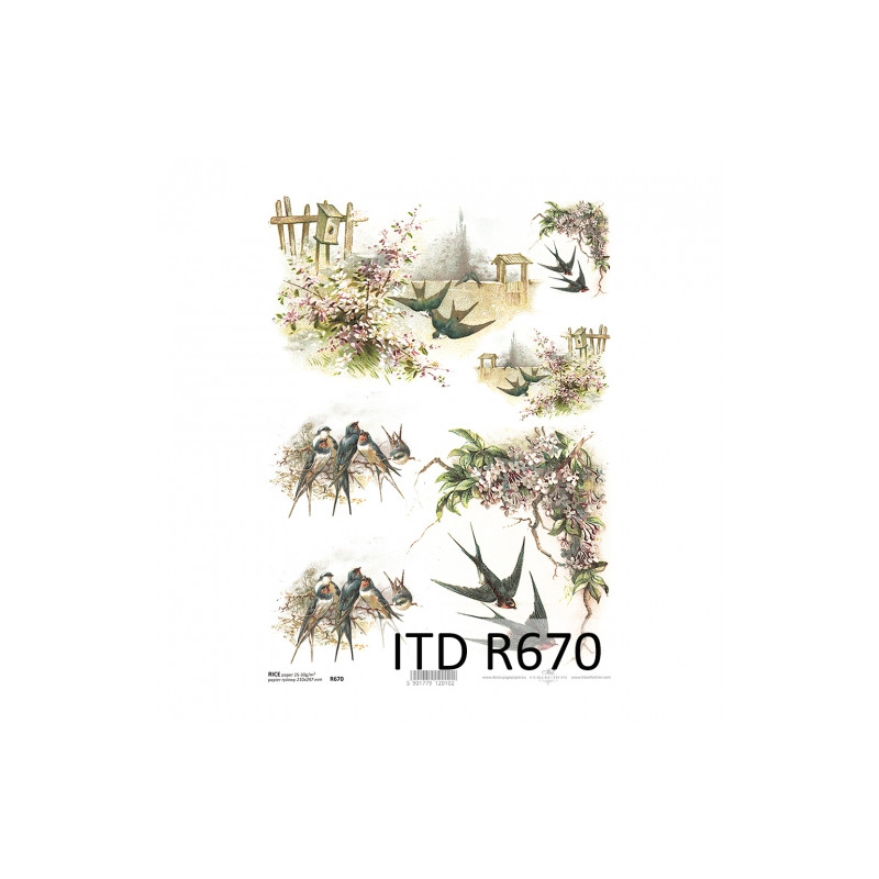 Rice decoupage paper A4 ITD R670 swallows