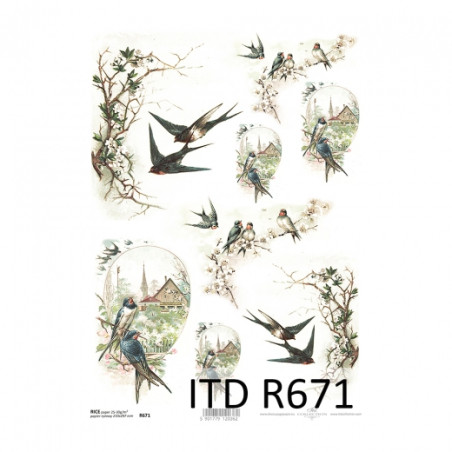 Papier ryżowy do decoupage A4 ITD R671 - sklep plastyczny - szał dla p