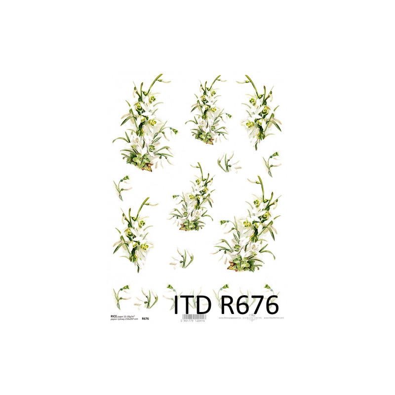 Papier ryżowy do decoupage kwiaty przebiśnieg A4 ITD R676- sklep plast