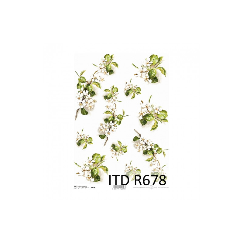 Papier ryżowy do decoupage kwiat jabłoni A4 ITD R678 - sklep plastyczn