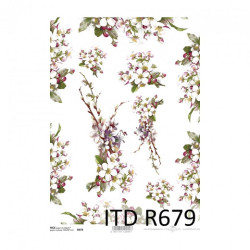 Papier ryżowy do decoupage kwiat jabłoni A4 ITD R679 - sklep plastyczn