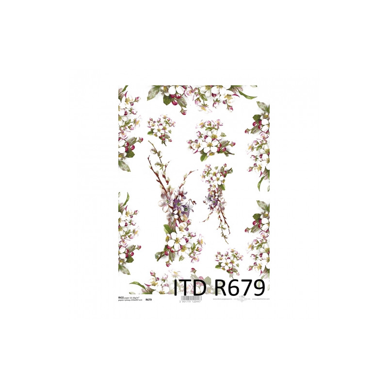 Papier ryżowy do decoupage kwiat jabłoni A4 ITD R679 - sklep plastyczn
