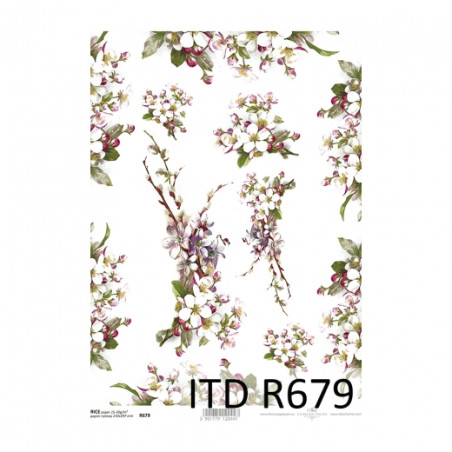 Rice decoupage paper apple blossom A4 ITD R679