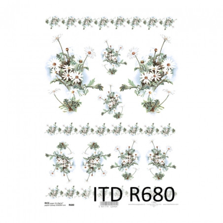 Rice decoupage paper chamomile flowers A4 ITD R680