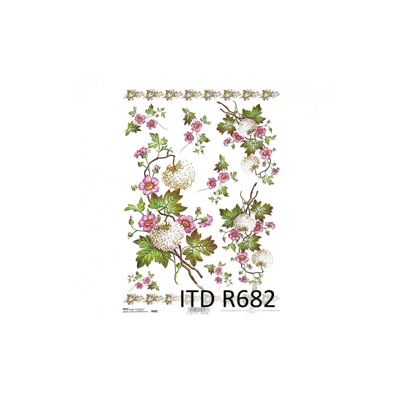 Rice paper for decoupage flowers A4 ITD R682