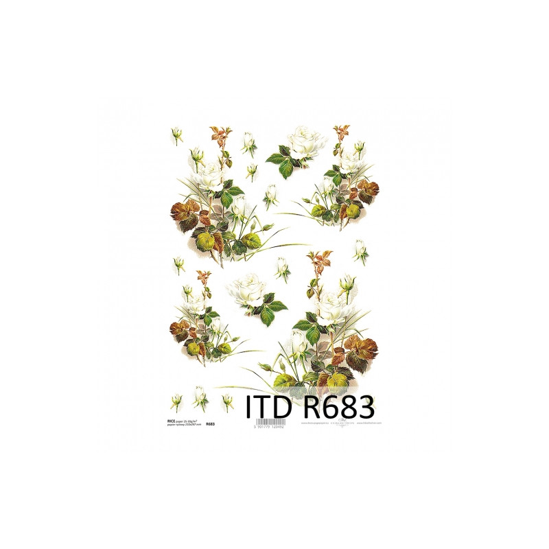 Papier ryżowy do decoupage kwiaty róże A4 ITD R683 - sklep plastyczny