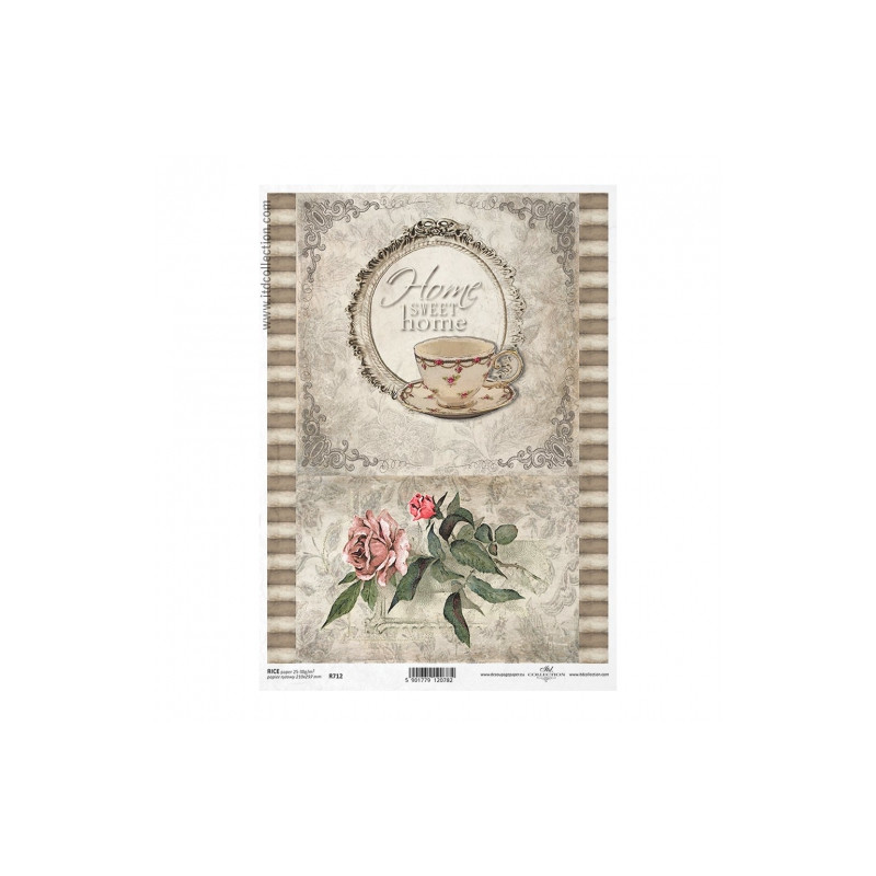 Rice decoupage paper vintage rose cup A4 ITD R712