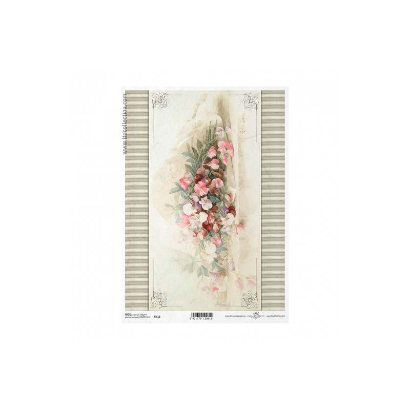 Papier ryżowy do decoupage vintage kwiaty A4 ITD R715 - sklep plastycz