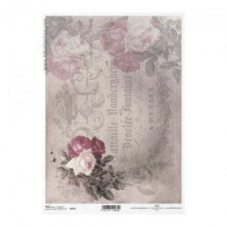 Rice decoupage paper vintage rose lettering A4 ITD R719