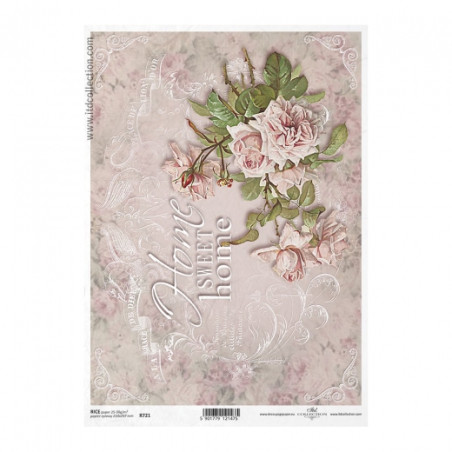 Rice paper for decoupage vintage flowers A4 ITD R721