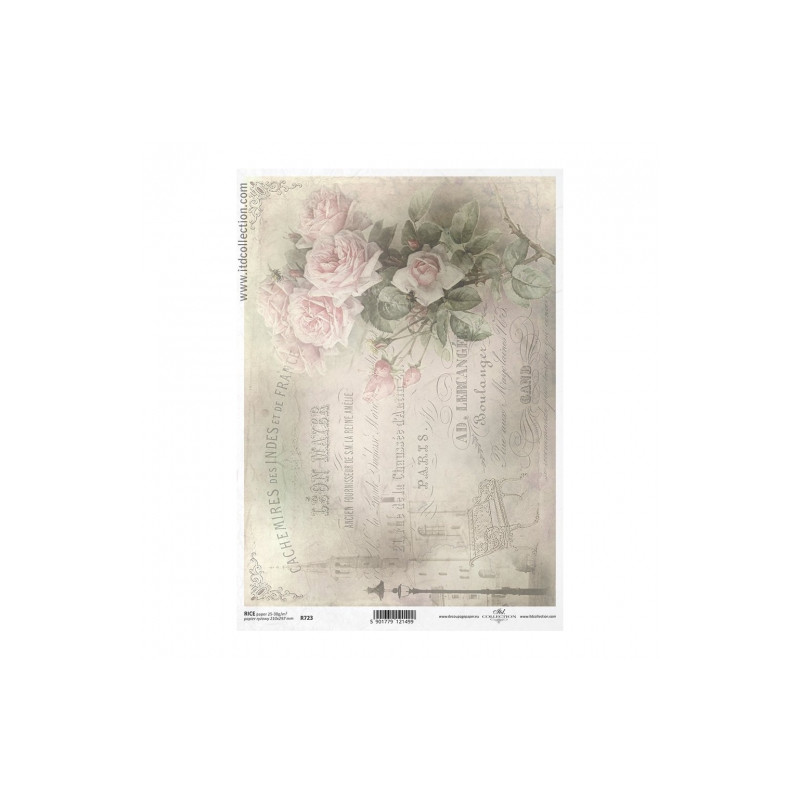 Rice decoupage paper A4 ITD R723 vintage roses