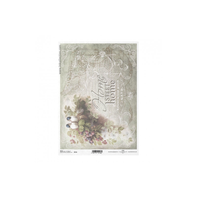 Papier ryżowy do decoupage A4 ITD R722 sweet home - sklep plastyczny -