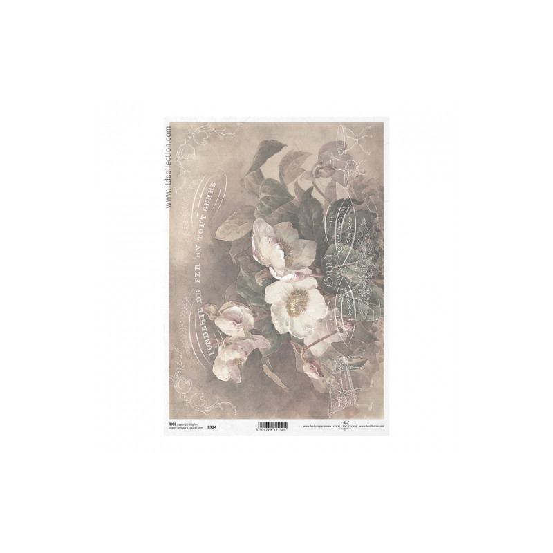 Rice decoupage paper vintage flowers A4 ITD R724