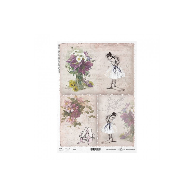 Rice decoupage paper ballerina A4 ITD R726