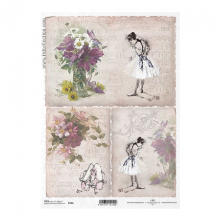 Rice decoupage paper ballerina A4 ITD R726