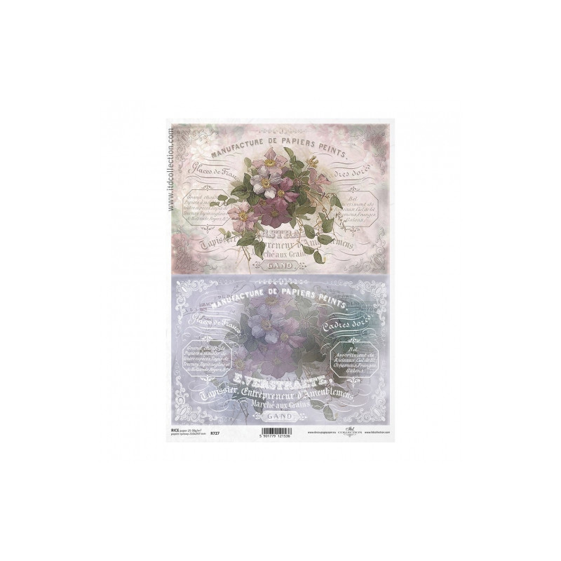 Rice paper for decoupage vintage flowers A4 ITD R727