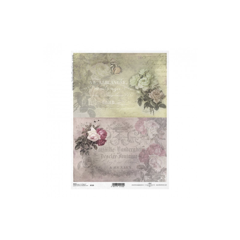 Rice decoupage paper vintage flowers A4 ITD R729