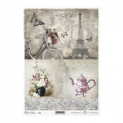 Rice paper for decoupage paris eiffel tower A4 ITD R728