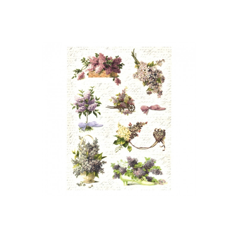 Rice decoupage paper lilac flowers A4 ITD R355