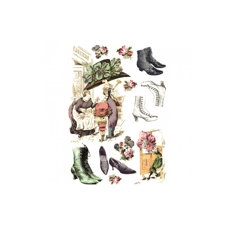 Papier ryżowy do decoupage moda kapelusz buty A4 ITD R335  - sklep pla