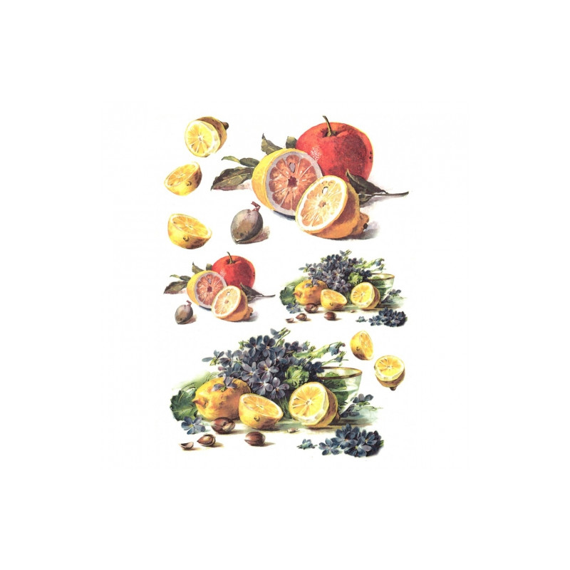 Rice decoupage paper lemons violets A4 ITD R396