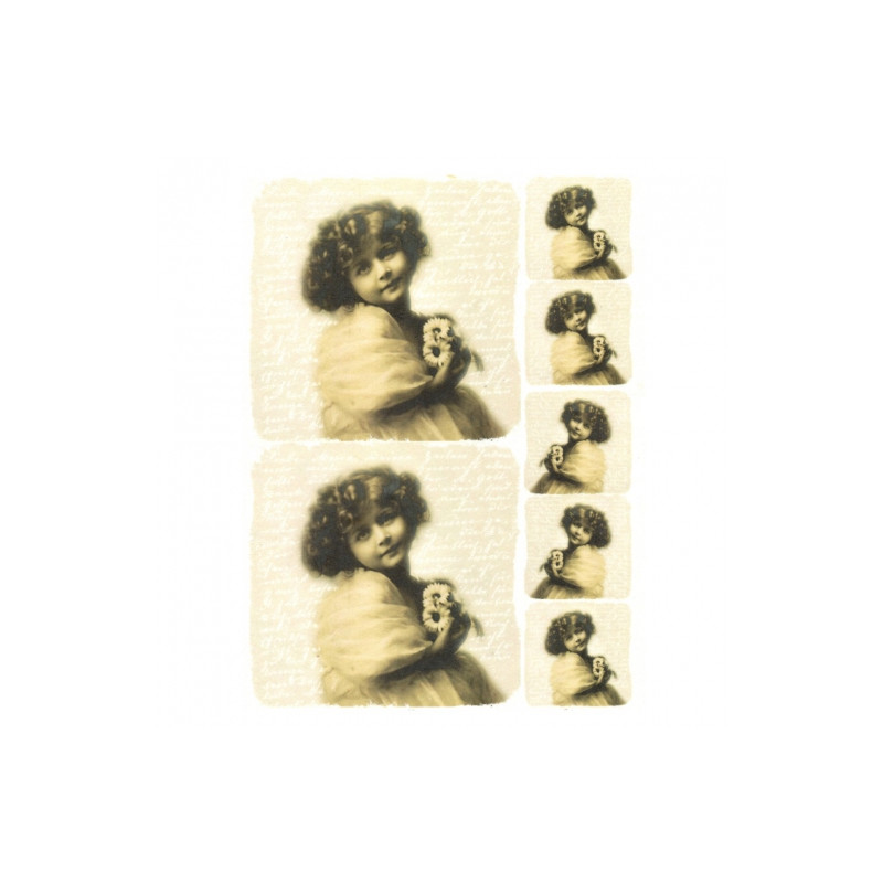 Papier ryżowy do decoupage dziewczynka z kwiatkami A4 ITD R261 - sklep